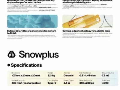 雪加鸭嘴兽一次性电子烟矿泉水口味深度测评