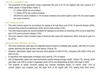 英国市场最新数据：电子烟民470万，31%使用一次性